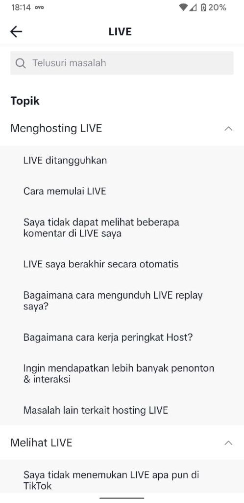 Pilih Cara memulai LIVE